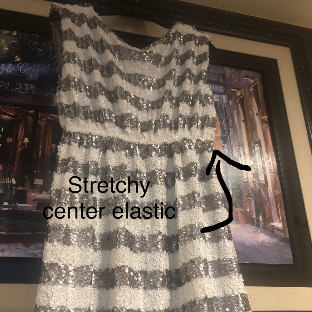 Your Silver and white sequined dress